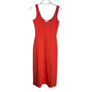 Open Edit Sleeveless Scoop Neck Orange Bodycon Midi Tank Dress Size XS